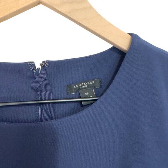 EUC Ann Taylor Short Sleeve Sheath Dress | Blue | Size 12 Petite - Picture 3 of 6